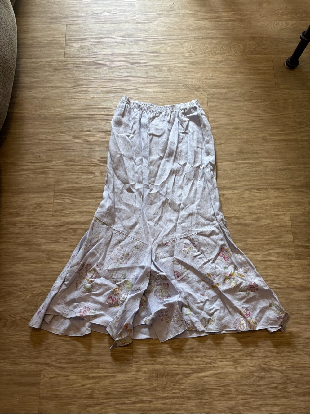 Light Floral Flowy Women’s Skirt - Light Purple with Pastel Floral Print
